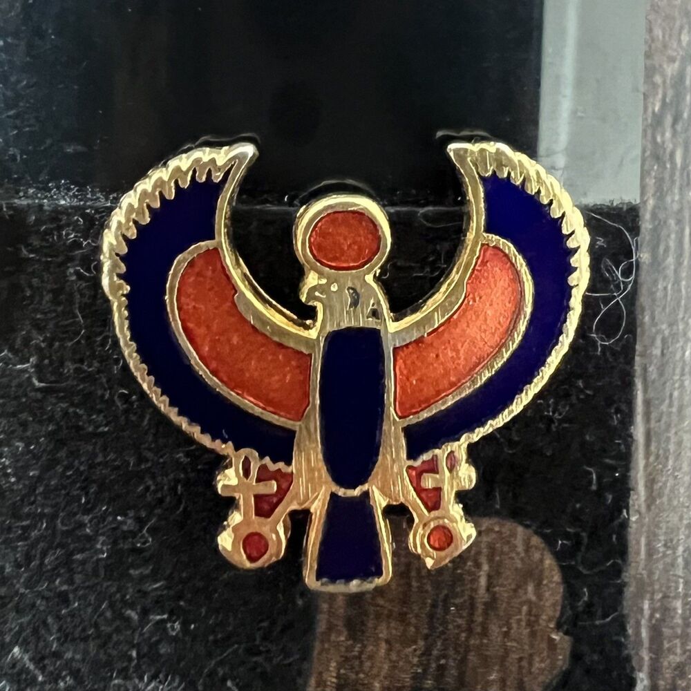 Vintage 1976 MMA Metropolitan Museum of Art Enamel King Tut Horus Clip Earrings